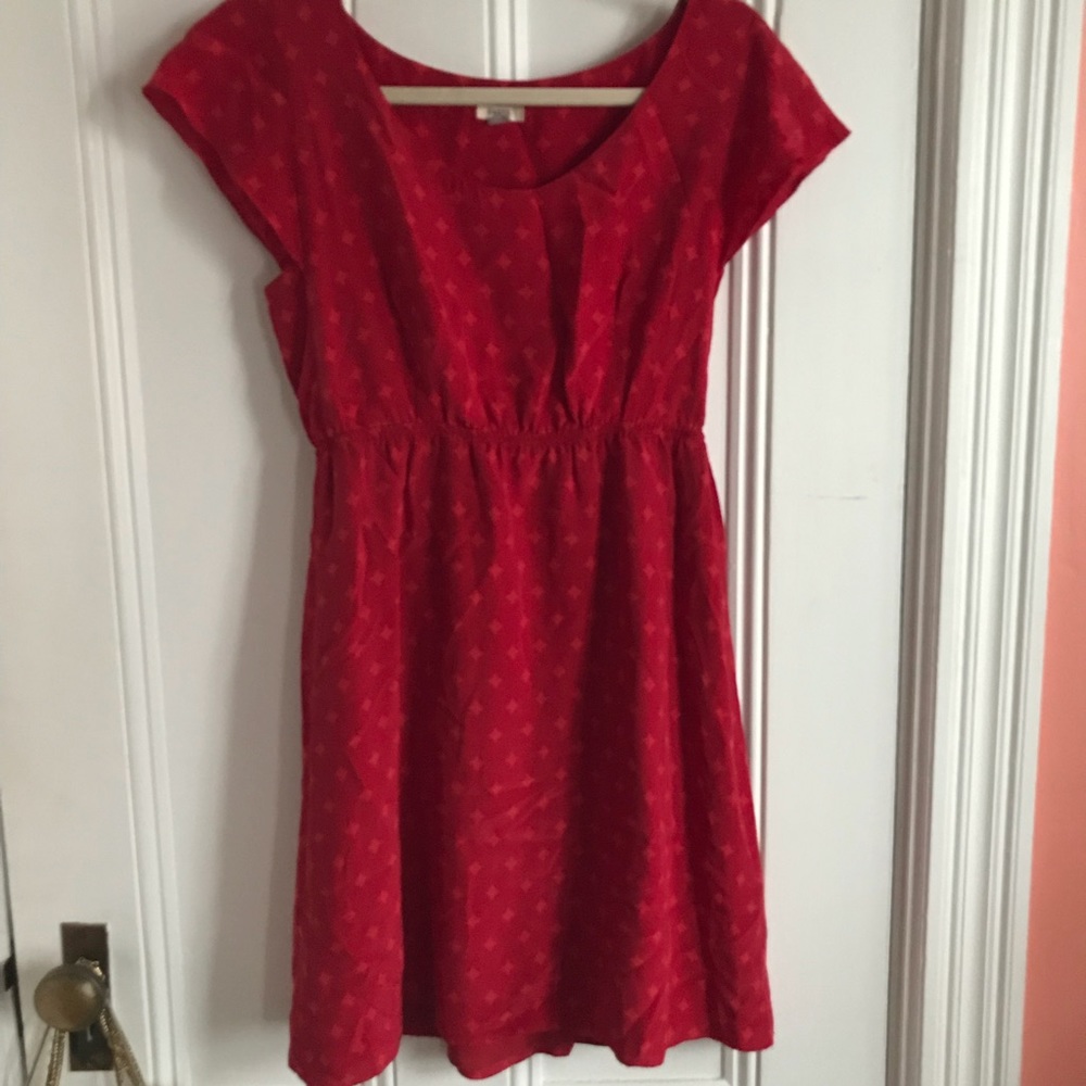 Fossil Red Silk Diamond Dot Dress - Picture 3 of 7